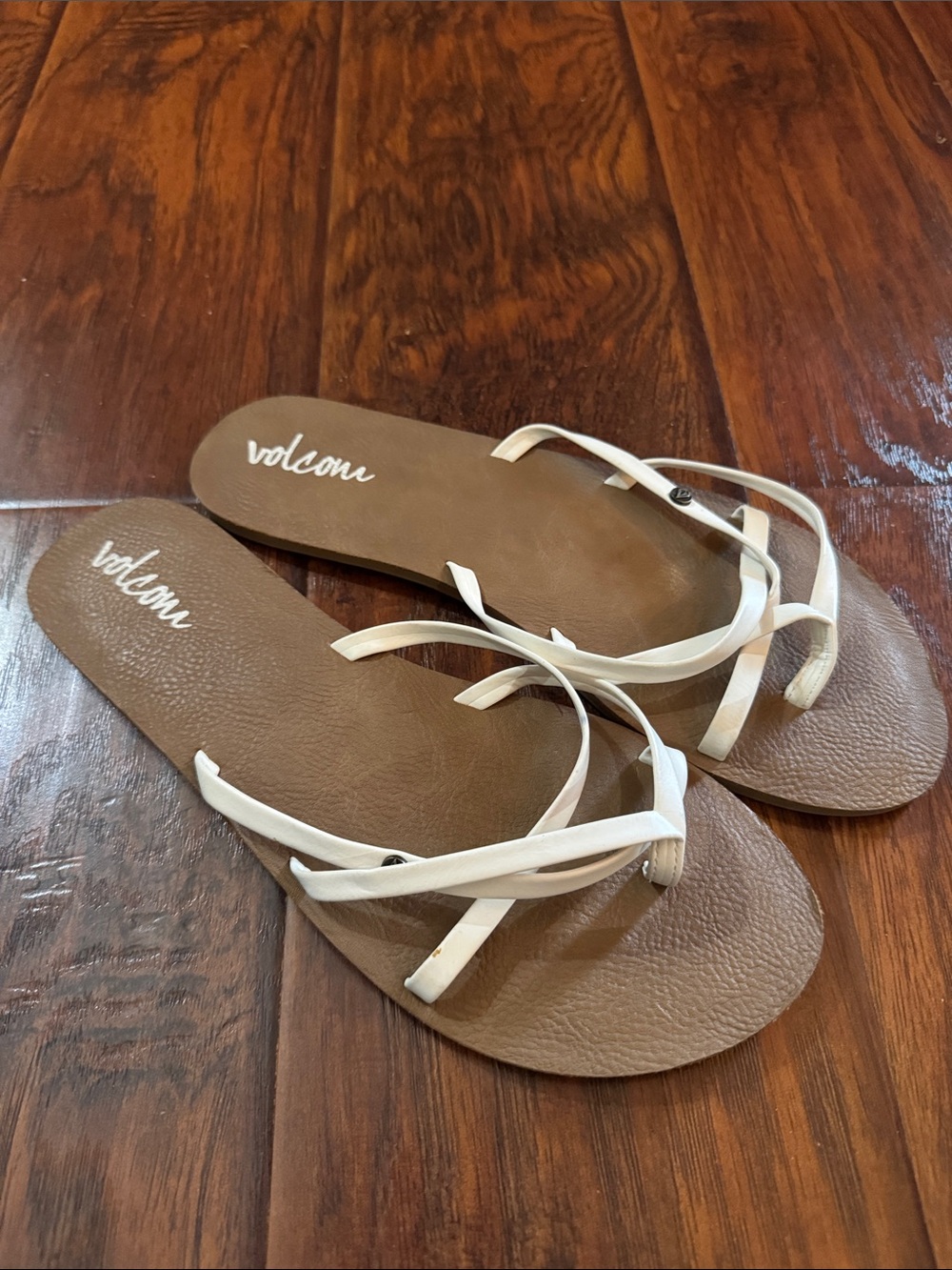 Volcom Neutral Cream Wide-Band Slide Sandals